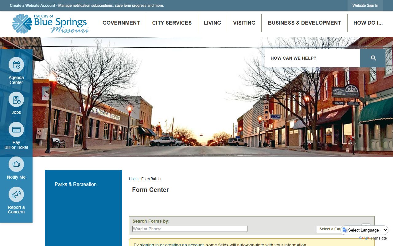 Blue Springs public records request form for DUI records