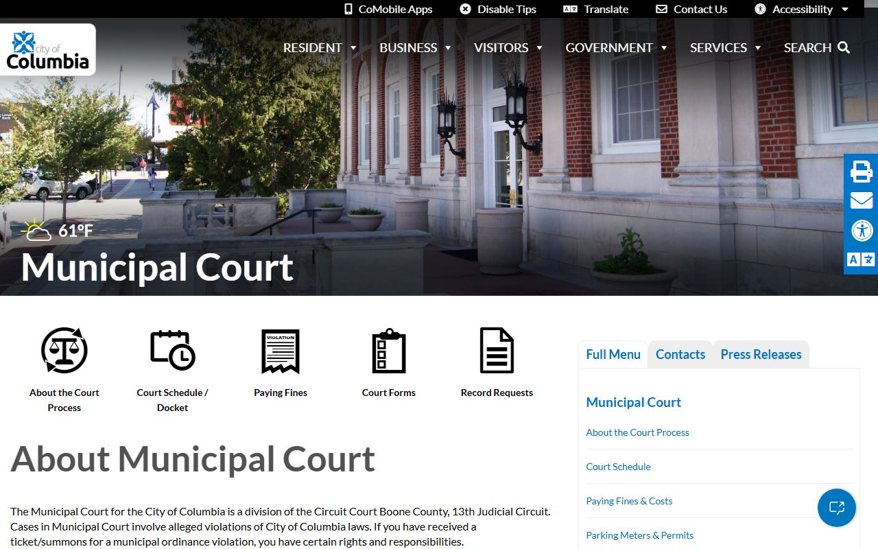Columbia Municipal Court DUI records and case search