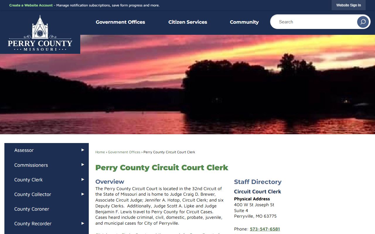Perry County Circuit Court Clerk office for DUI records