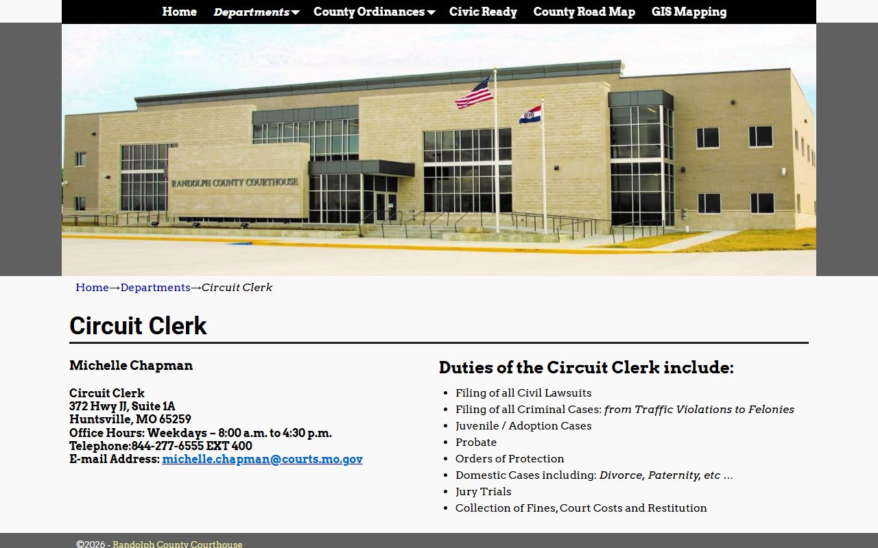 Randolph County Circuit Clerk office for DUI records