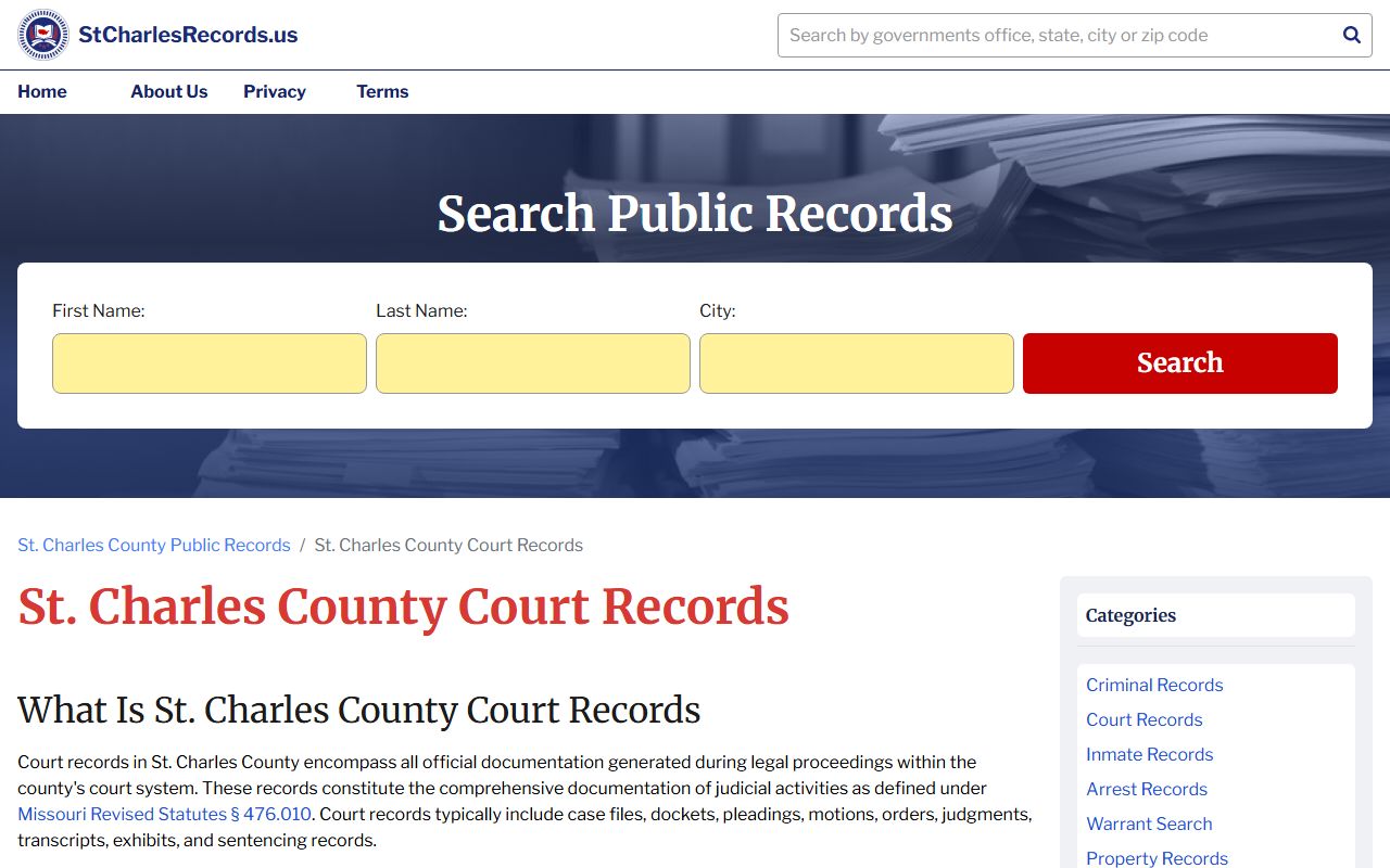 St. Charles County court records search for DUI cases